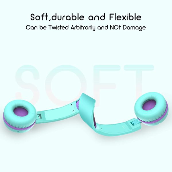 V1 Kids Headphones, Wired Stereo Foldable Tangle-Free 3.5mm Adjustable On-Ear Headphones for Kids for School/Toddlers/Childrens/Teens/Boys/Girls/Ipad/Tablet/Kindle/Phones/Travel/Plane (Green) - Image 7